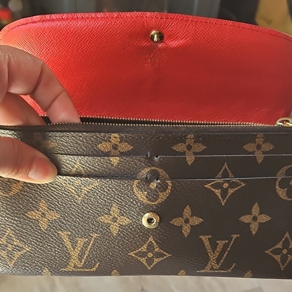 Louis Vuitton Brown Monogram Clutch with Red Flower Charm - Picture 6 of 6